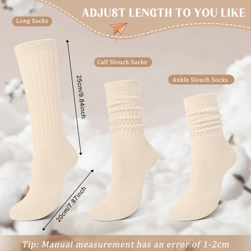 Justay 4 Pairs Slouchy Socks for Women, Cotton Scrunch Winter Warm Thick Long Boot Wool Fall Crew Slouch Socks Gifts - Image 3