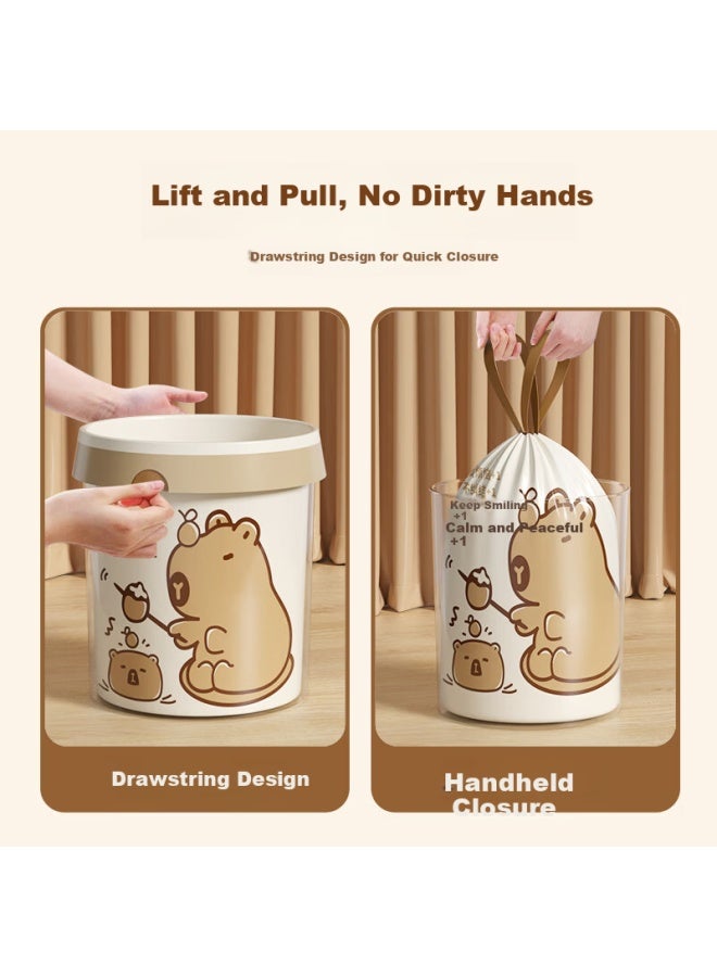 Okiss Printed Tear-free Household Trash Bags With Drawstring, Large Size, Capybara Design, 2 Rolls, 100 Pieces, 45x45cm - Image 3