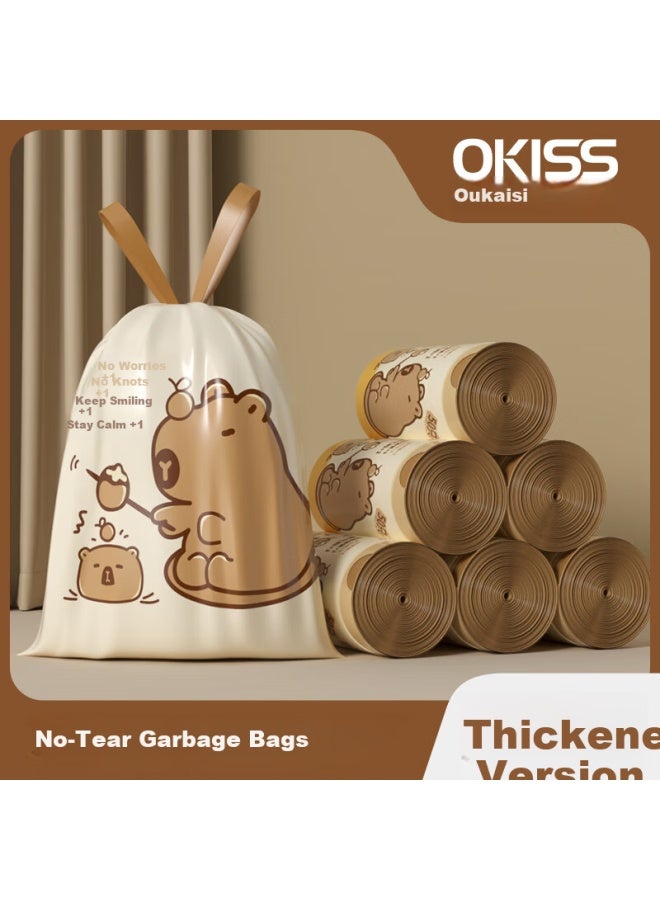 Okiss Printed Tear-free Household Trash Bags With Drawstring, Large Size, Capybara Design, 2 Rolls, 100 Pieces, 45x45cm - Image 1