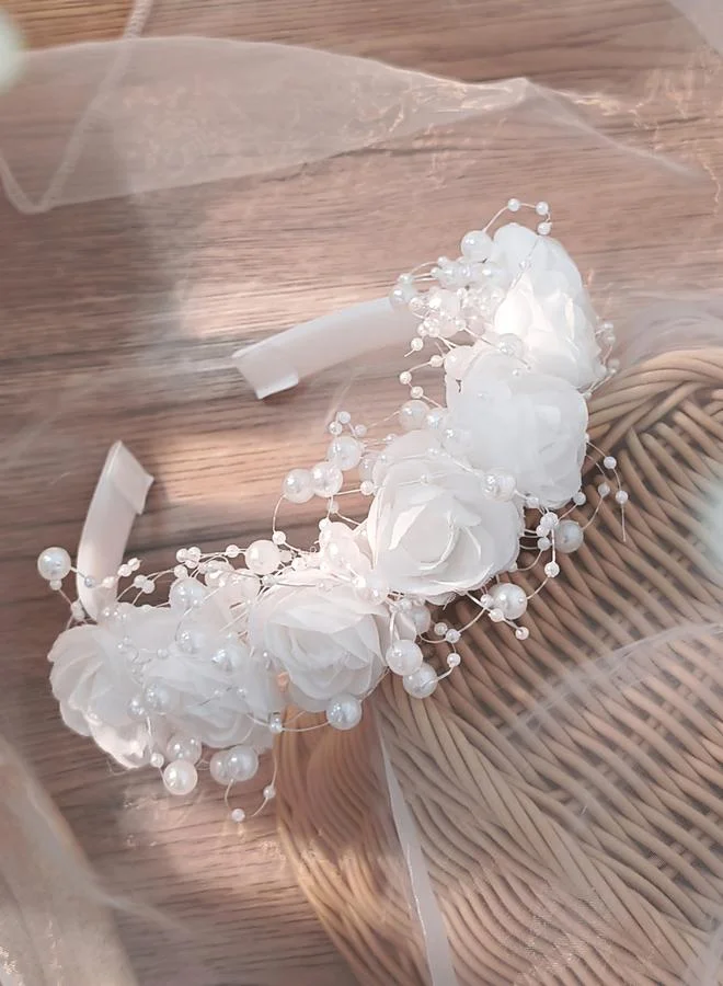 Take Two White Floral Embellished Hairband