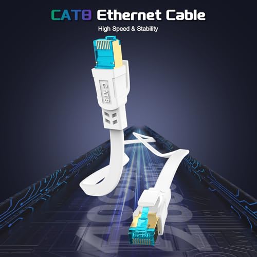 AOPOCKAN TECH Cat 8 Ethernet Cable 100 FT, Heavy Duty High Speed 40Gbps 2000Mhz Internet Network Patch Cord, RJ45 Shielded Flat LAN Cable, Outdoor&Indoor Weatherproof S/FTP UV Resistant for Gaming, Router, Modem - Image 3