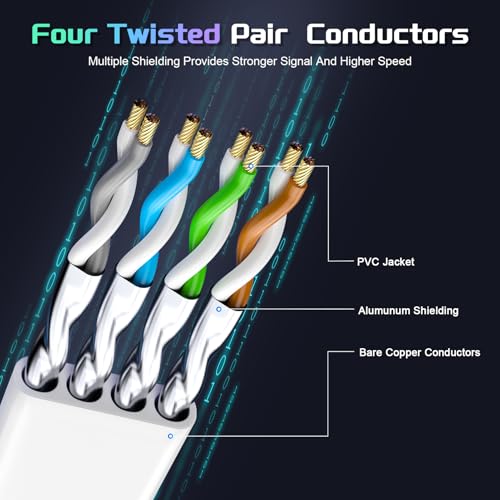 AOPOCKAN TECH Cat 8 Ethernet Cable 100 FT, Heavy Duty High Speed 40Gbps 2000Mhz Internet Network Patch Cord, RJ45 Shielded Flat LAN Cable, Outdoor&Indoor Weatherproof S/FTP UV Resistant for Gaming, Router, Modem - Image 2