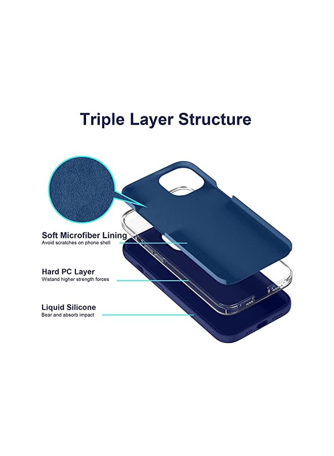 YoYoTech Soft Liquid Silicon Case Compatible with iPhone 13 Mini Case, Shock-Proof Protective Case Matte Finish Cover designed for iPhone 13 Mini 5.8’ (2021)- Blue - Image 3