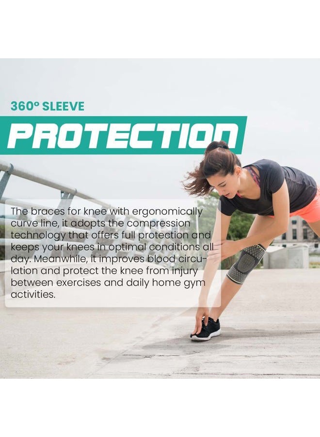 MODVEL Knee Support Set for Men and Women - Stable Support for Sports, Training, Fitness, Hiking, Everyday Use - Comfortable, Skin-friendly, Breathable Bandage Made of Soft Nylon Latex Fabric - Image 3