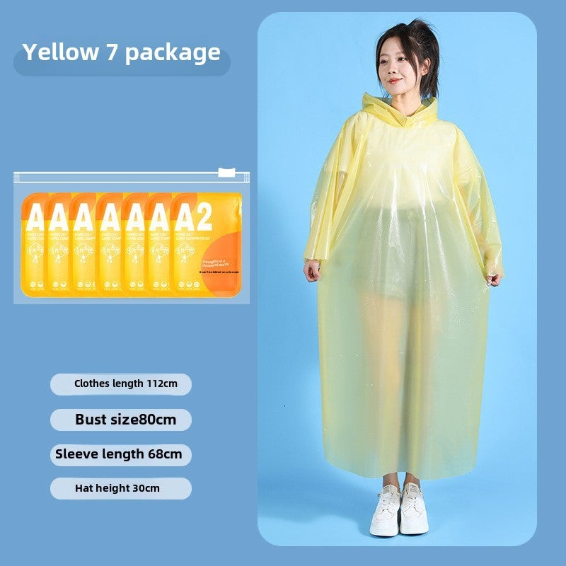 Generic Card Raincoat Hiking Portable Adult Full Body Disposable Raincoat Thickened Long Explosion-Proof Rain Poncho yellow pudding