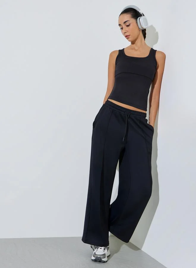 Styli Black Wide Strap Fitted Tank Top