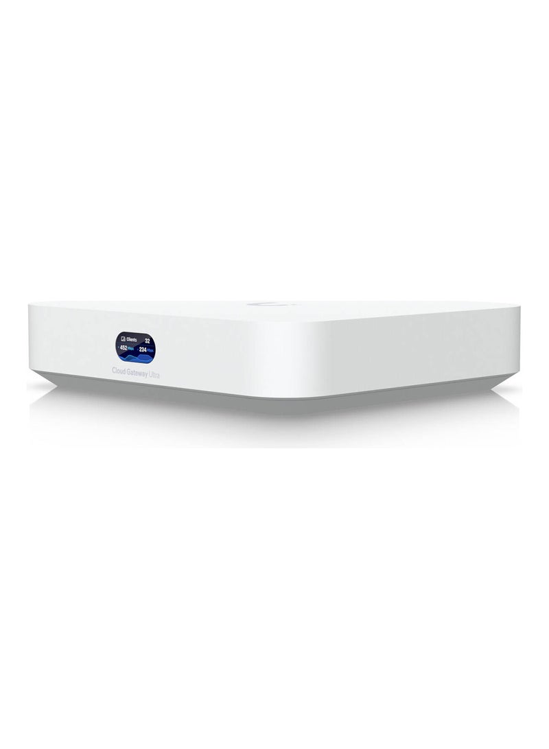 أوبيكويتي بوابة الشبكات السحابية الفائقة مع دعم لأكثر من 30 جهاز UniFi / 300 عميل، توجيه بسرعة 1 جيجابت في الثانية مع IDS/IPS، شاشة حالة LCM بحجم 0.96 بوصة، توازن تحميل متعدد WAN، تعمل بالطاقة عبر USB-C، باللون الأبيض | UCG-Ultra - Image 4