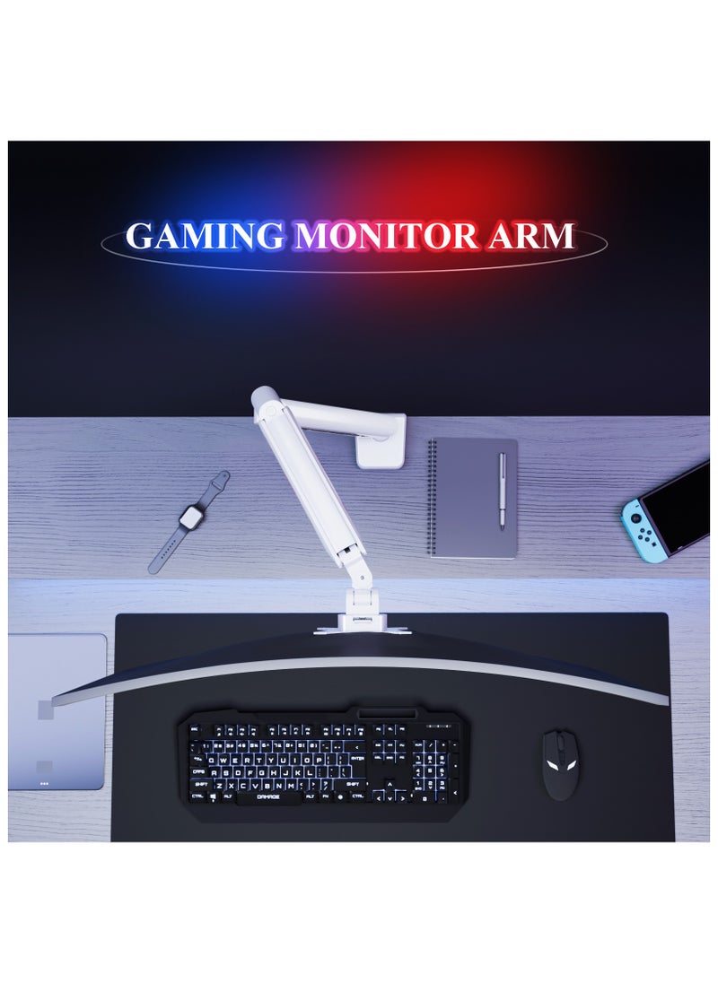 Fydeamer Fydeamer PC Monitor Arm Gaming Monitor Arm 17-35 inches LCD Display Arm Gas Spring VESA 75X75/100X100 Multi Angle Adjustment 11KG/24LBS Load Capacity Single Arm White  - Image 4