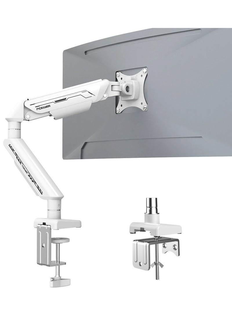 Fydeamer Fydeamer PC Monitor Arm Gaming Monitor Arm 17-35 inches LCD Display Arm Gas Spring VESA 75X75/100X100 Multi Angle Adjustment 11KG/24LBS Load Capacity Single Arm White  - Image 1