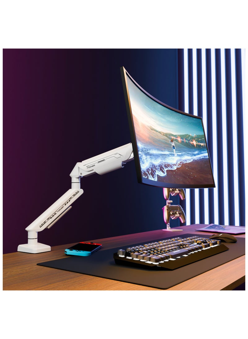 Fydeamer PC Monitor Arm for 17-35 inch Monitor up to 11kg, Adjustable Gas Spring Monitor Stand, Full Motion Computer Monitor Mount, LED/LCD Display Arm with VESA Pattern 75x75/100x100 Single Arm White