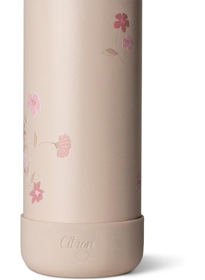 Citron 350Ml Bpa Free Kids Water Bottle With Flask Straw Lid, Vacuum Insulated 304 Stainless Steel, Leak-Proof Flask For School, Girls Water Bottle , Flowers Design - Image 4
