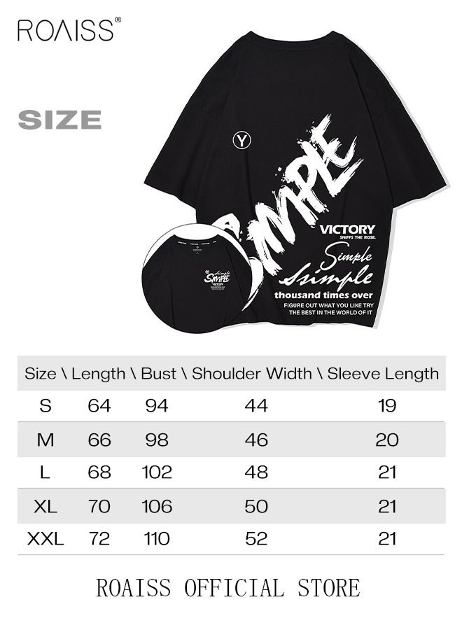 roaiss Men Oversized T Shirt Letter Streetwear Tshirts Man Fashion Casual Loose Cotton Hip Hop Y2K T-shirt Tops - Image 3