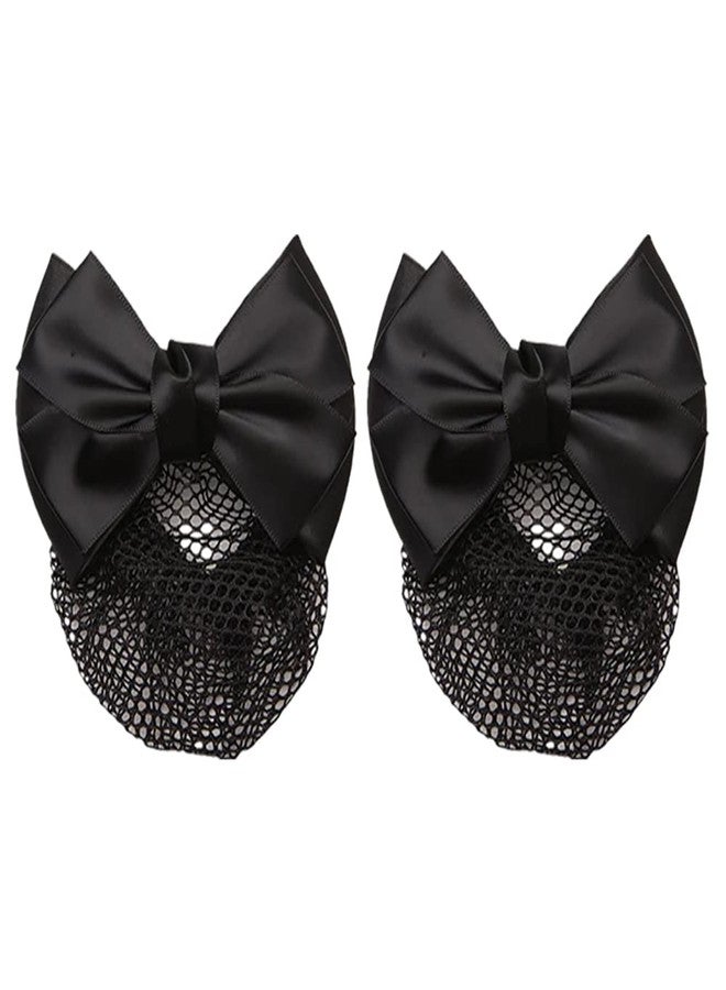 ccHuDE Hair Clip 2 Pcs Bowknot Hair Bun Cover Barrettes, Lace Bow Decor, Elastic Mesh Hair Net for Women - Image 1