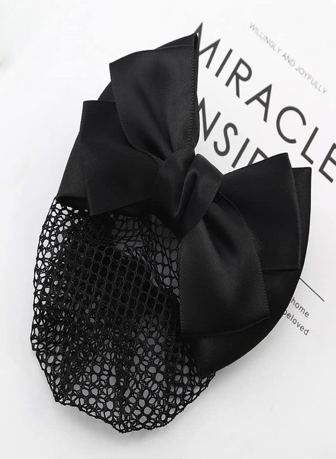 ccHuDE Hair Clip 2 Pcs Bowknot Hair Bun Cover Barrettes, Lace Bow Decor, Elastic Mesh Hair Net for Women - Image 3