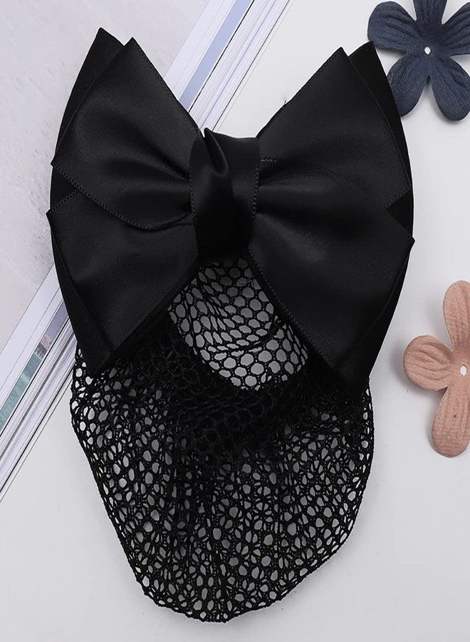 ccHuDE Hair Clip 2 Pcs Bowknot Hair Bun Cover Barrettes, Lace Bow Decor, Elastic Mesh Hair Net for Women - Image 2