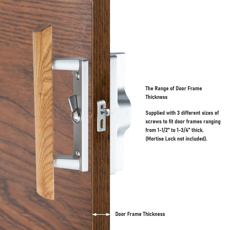HOME MASTER HARDWARE Patio Sliding Door Handle Set, Non-keyed Sliding Screen Door Handles with Wood Handle, Sliding Door Hardware Fits 3-15/16" Hole Spacing - Image 5
