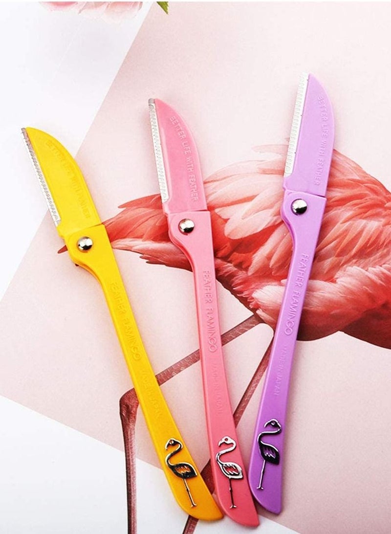 فيذر-فلامنجو شفرات فلامنجو للسيدات لإزالة شعر الوجه والجسم مكوّنة من 3 شفرات أصفر/ وردي/ أرجواني - Image 3