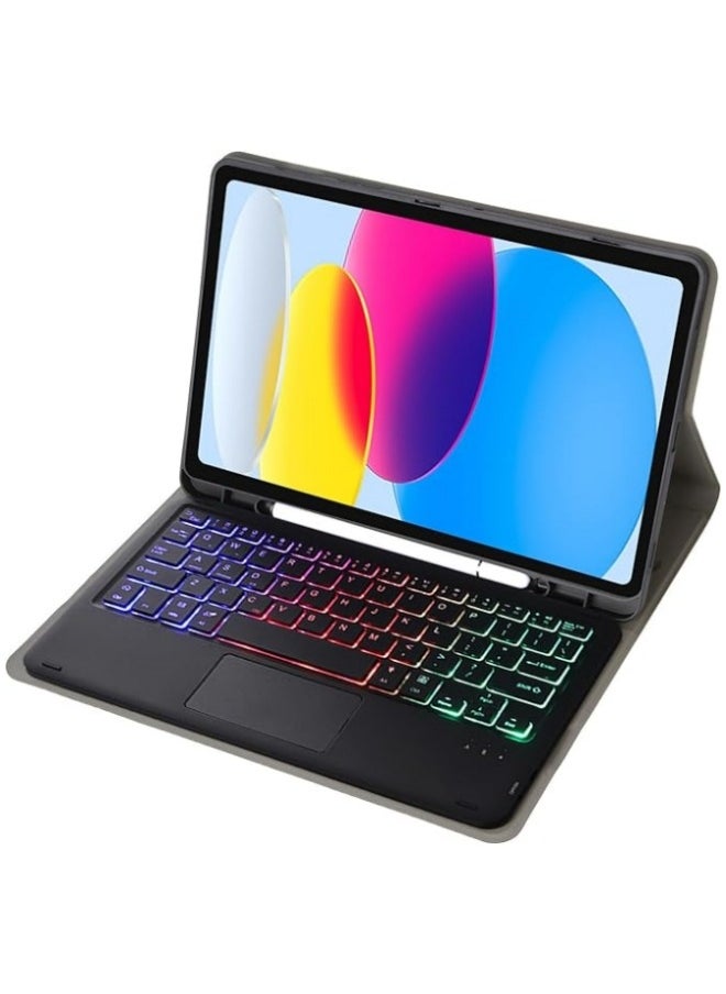 ماركة غير محددة - حقيبة لوحة اللمس بلوحة مفاتيح عربية وإنجليزية متوافقة مع Samsung Tab A9 Plus (X210 / X215 / X216)، مضيئة، وأداة تعقب متعددة اللمسات، وحافظة لوحة عكسية مع حامل للقلم لـ Tab A9+. - Image 1