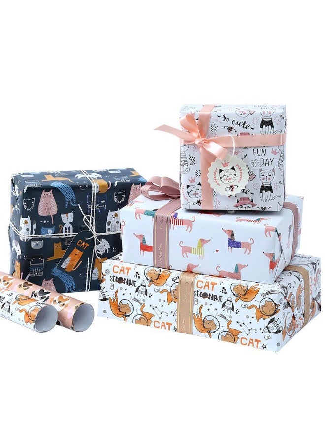 Neox Gift Wrapping Paper, Happy Birthday Wrapping Paper, 9 Sheets Brown Wrapping Paper with Stickers Paper Rope, Kraft Wrapping Paper for Birthday Graduation All Occasion for Men Women Boys Girls, 50X70CM - Image 2