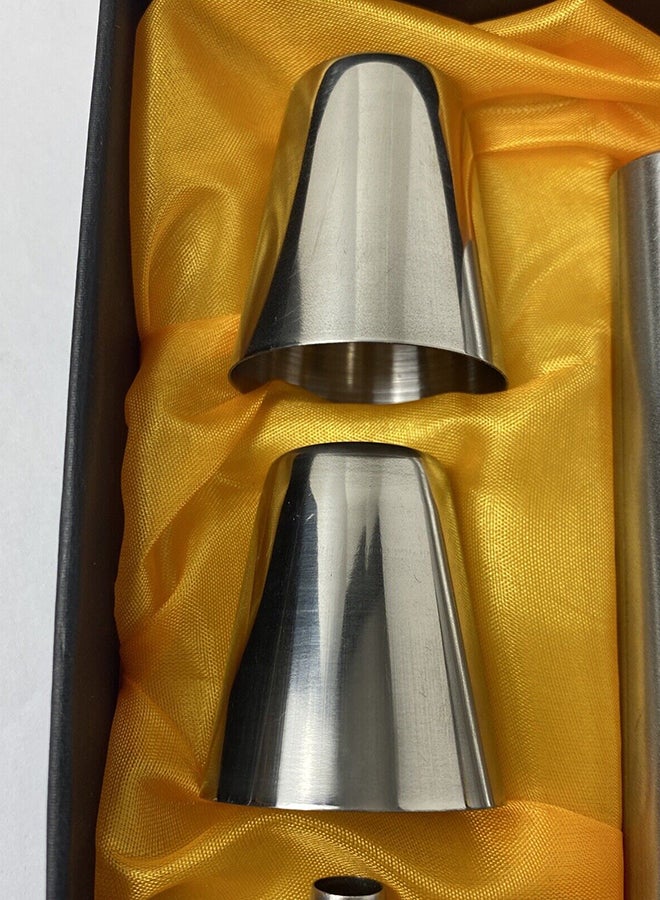 Stainless Steel Hip Flask Funnel  Shot Glass Set Silver - Image 3