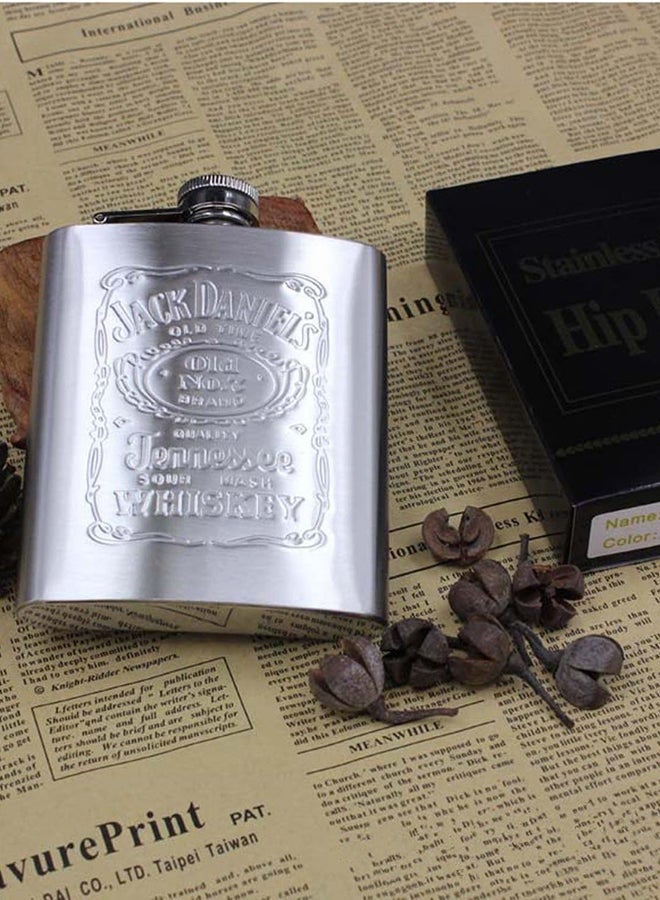 Stainless Steel Hip Flask Funnel  Shot Glass Set Silver - Image 2