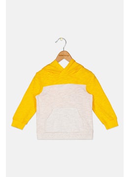 First Impressions Toddlers Boy Hooded Colorblock Sweatshirt, Yellow  - Image 1