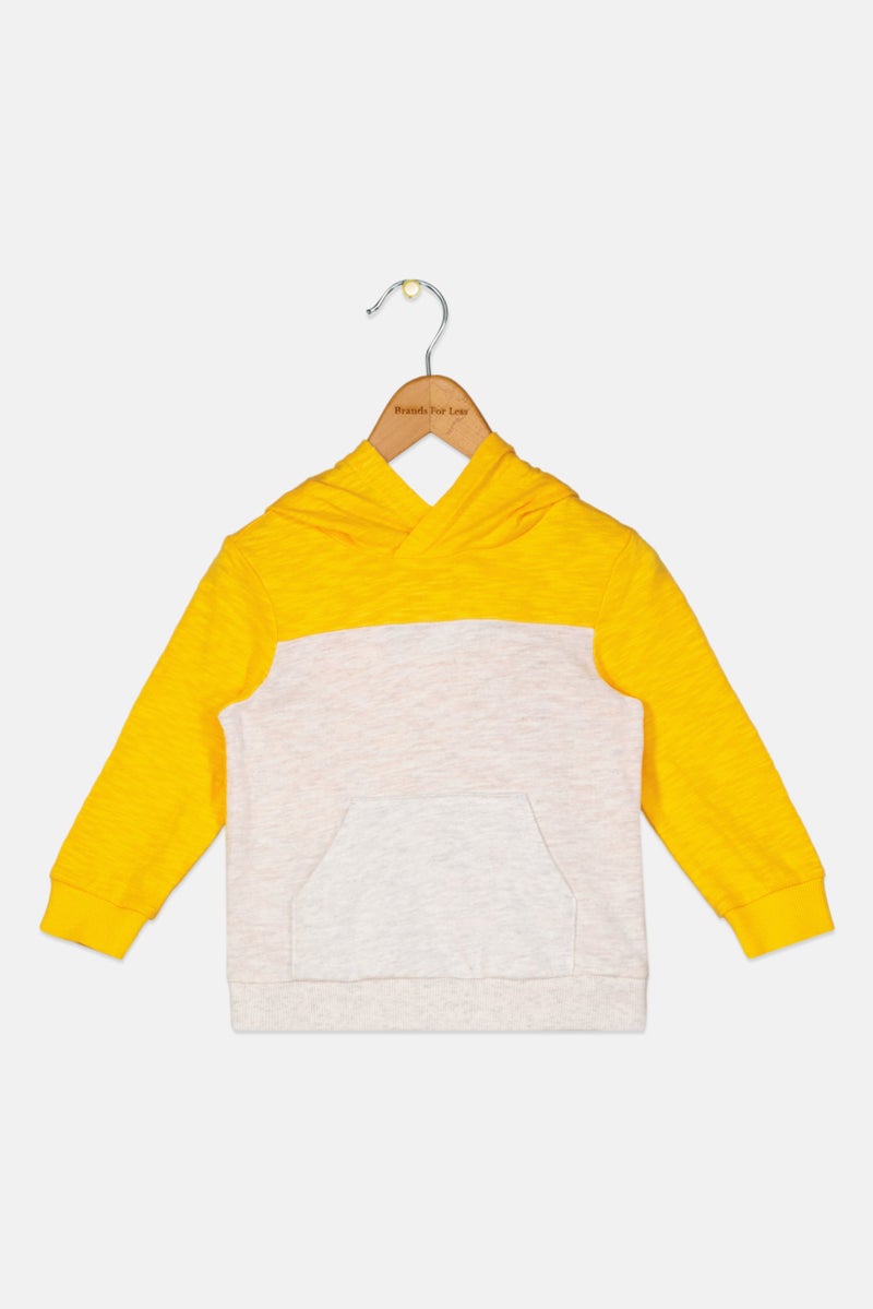 First Impressions Toddlers Boy Hooded Colorblock Sweatshirt, Yellow - Image 1