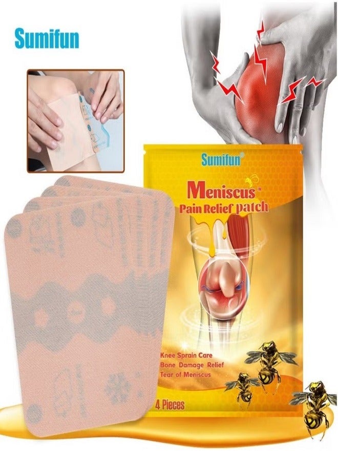 Sumifun لصقات تخفيف ألم الغضروف 4 قطع لتخفيف ألم المفاصل ورعاية الركبة لصقات سم النحل لعلاج رعاية المفاصل والعناية الصحية. - Image 1