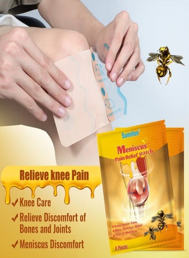 Sumifun لصقات تخفيف ألم الغضروف 4 قطع لتخفيف ألم المفاصل ورعاية الركبة لصقات سم النحل لعلاج رعاية المفاصل والعناية الصحية. - Image 4