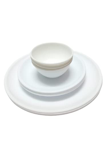 Coolkart Microwave Safe, Round Complete Dinner Set of 3 Dinner Plates, 3 Small Plates, 6 Soup Bowls- White Color - Image 1