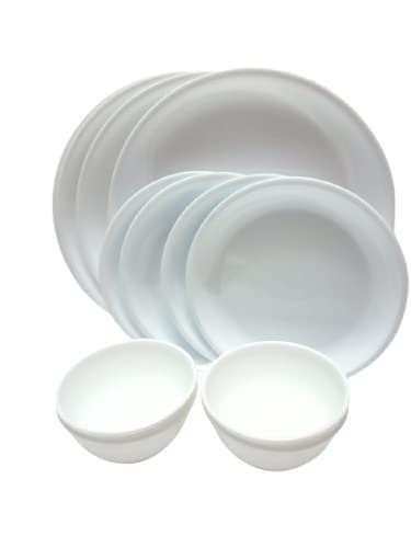 Coolkart Microwave Safe, Round Complete Dinner Set of 3 Dinner Plates, 3 Small Plates, 6 Soup Bowls- White Color - Image 3