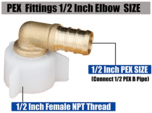 WHK 10 PACK PEX 1/2 Inch Pex fittings X 1/2 Female NPT Swivel Elbow Fittings Crimp Adapters-RV Pex Fittings to connect (Brass) - Image 2