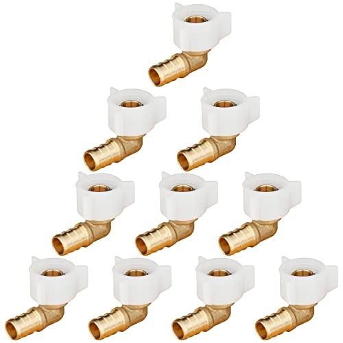WHK 10 PACK PEX 1/2 Inch Pex fittings X 1/2 Female NPT Swivel Elbow Fittings Crimp Adapters-RV Pex Fittings to connect (Brass) - Image 1