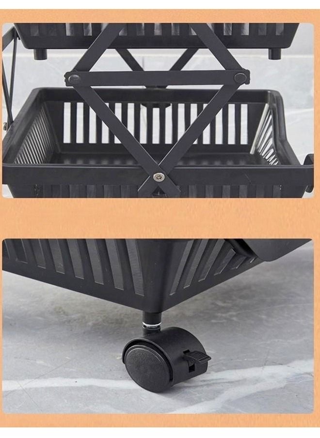 fashionhome - Multi Layer Foldable Movable Kitchen Vegetable and Fruits Storage Shelf Rack 35 x 26 x 71 cm - Image 1