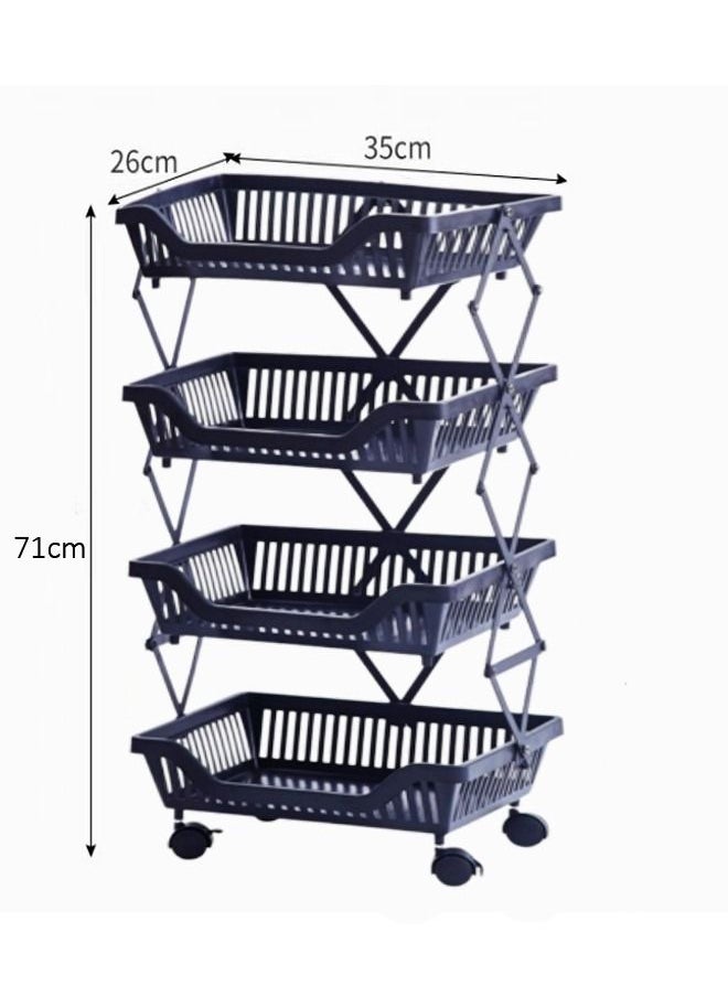 fashionhome - Multi Layer Foldable Movable Kitchen Vegetable and Fruits Storage Shelf Rack 35 x 26 x 71 cm - Image 1