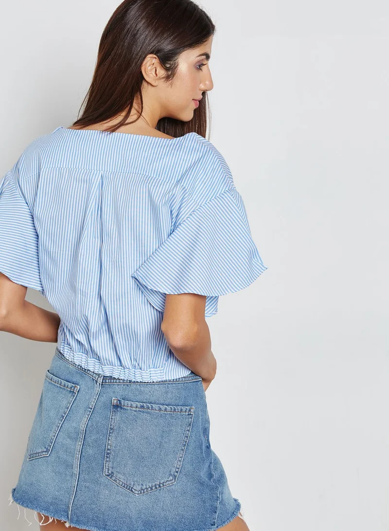 LUMIERE Striped Twist Crop Top