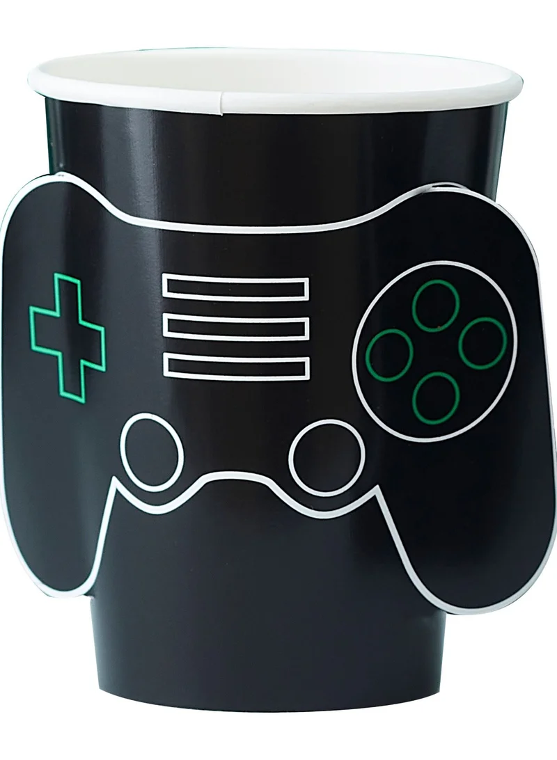 Ginger Ray Ginger Ray Pop-Out Gaming Eco Paper Cups Black - Stylish Paper Cups for Gaming-Themed Parties