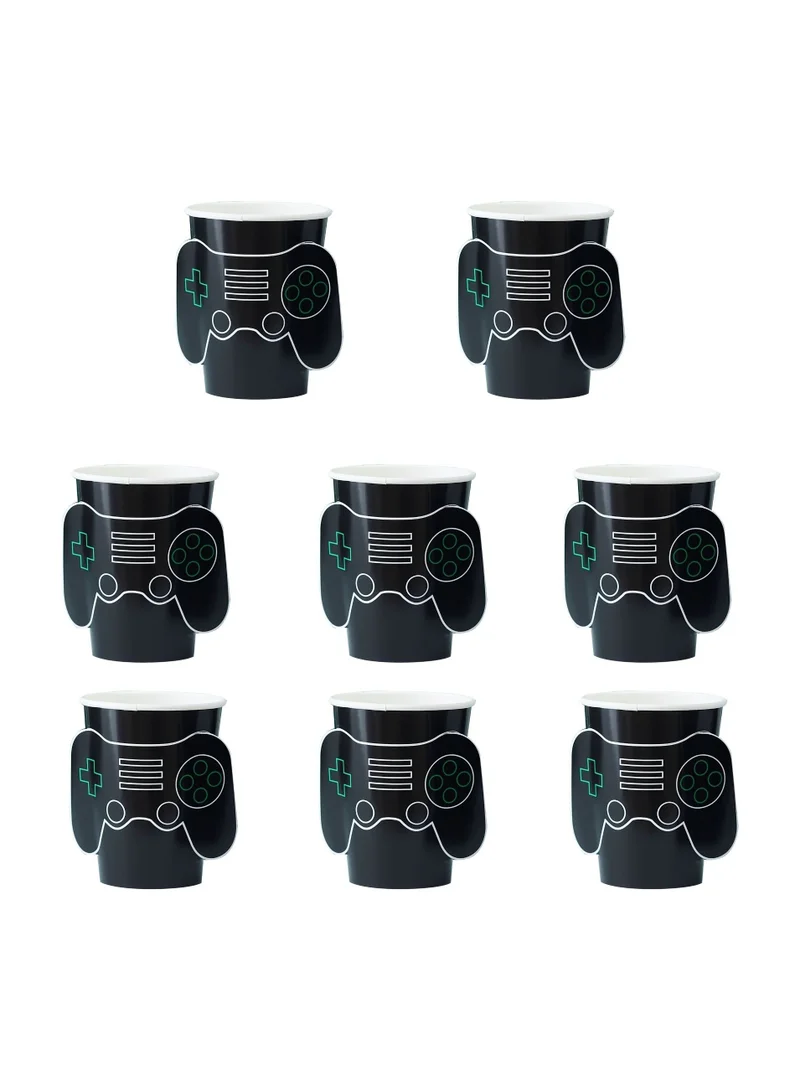 Ginger Ray Ginger Ray Pop-Out Gaming Eco Paper Cups Black - Stylish Paper Cups for Gaming-Themed Parties