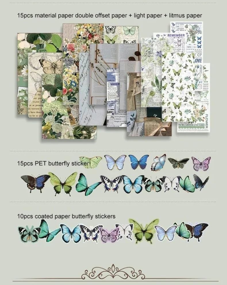 Worshiper Paperwrld Vintage Butterfly Scrapbooking Box (Enchanted Garden-Green Color) - Image 4
