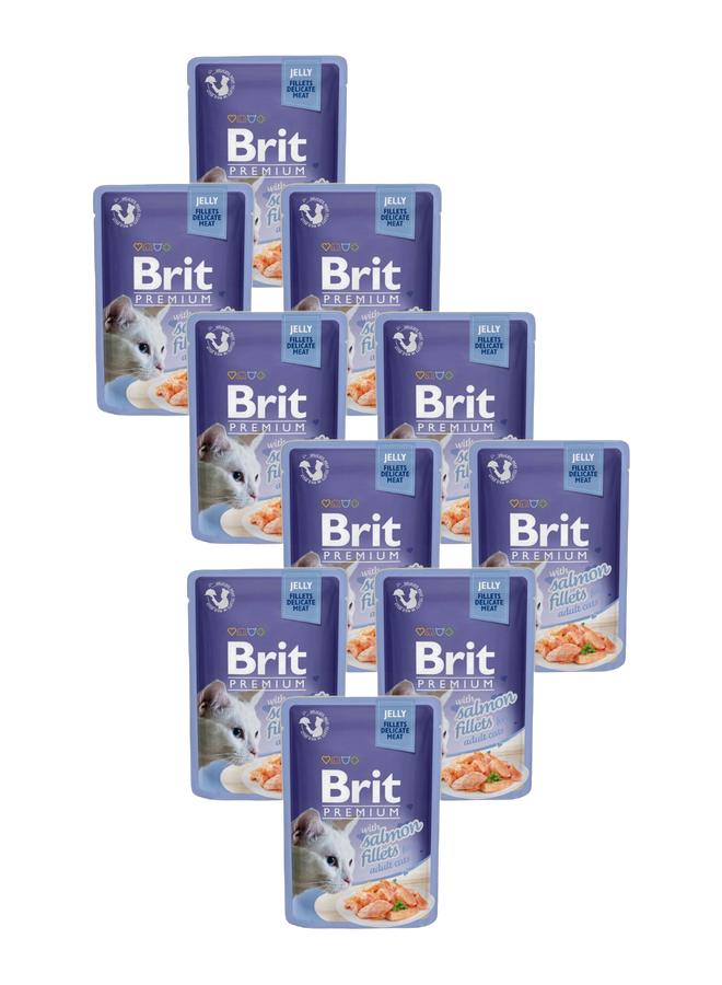 BRIT PREMIUM CAT POUCH 85G SALMON FILLETS Bundle 10 pouches - Image 1