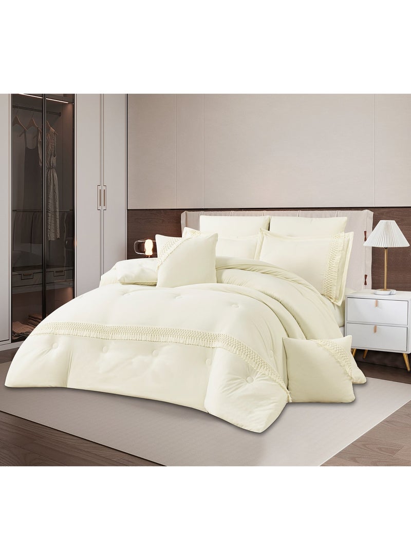 ShinyFlower Milk-Soft Comforter Bedding Set, Ultra Soft All-Season Quilt with Tassel Trim, Size 170×230cm 6PCS Bed Set - Image 2