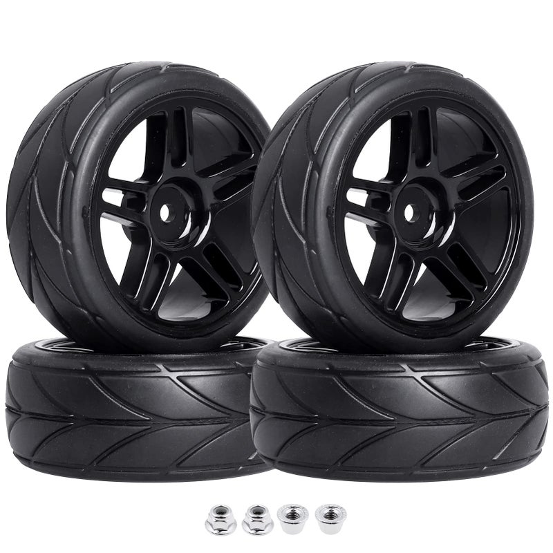 FriHobby PreGlued 12mm Hex 110 RC Touring Car Wheels Tires for Traxxas 4Tec 20 Tamiya TT02 TT01 114 Wltoys 144001 118 Latrax Teton SST Kyosho Fazer MK2 HPI 4pcs - Image 2