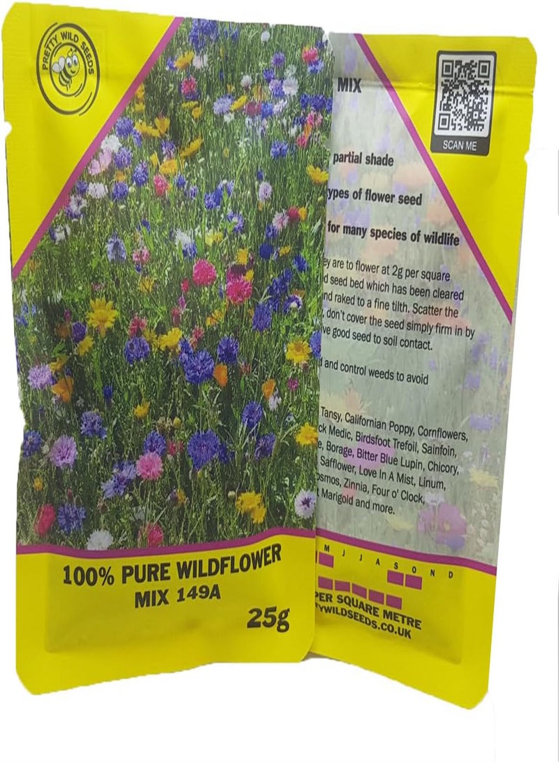 GGOOT Mix 149a 25g Wild Flower Meadow Pouch Certified Seeds Over 25 Species of Flower NO Grass Amazing Value Bulk Wholesale 12.5m2 - Image 2