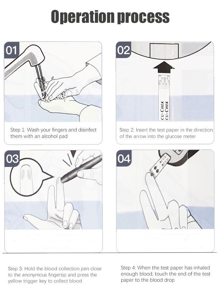 general Blood glucose meter home blood glucose tester to measure high blood sugar medical blood glucose meter tester fully automatic (host + 50 test strips + 50 needles) - Image 5