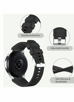 Y&D Silicone Watch Strap for Samsung Galaxy Watch/Gear S3/Watch With a Lug Width of 22mm, Soft Sport Wristband Replacement Straps, Vertical Grain Strap, Men Women (Black)  - Image 2