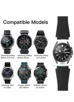 Y&D Silicone Watch Strap for Samsung Galaxy Watch/Gear S3/Watch With a Lug Width of 22mm, Soft Sport Wristband Replacement Straps, Vertical Grain Strap, Men Women (Black)  - Image 5