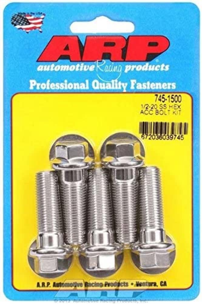 745-1500 1/2-20" x 1.500 UHL 6-Point Stainless Steel Bolt Kit - 5 Piece
