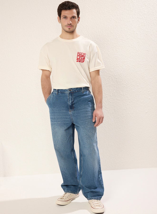 trendyol Medium Blue Skater Jeans Loose Denim Pants - Image 1