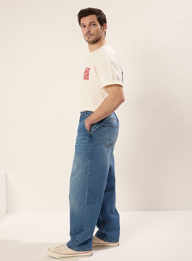 trendyol Medium Blue Skater Jeans Loose Denim Pants - Image 2