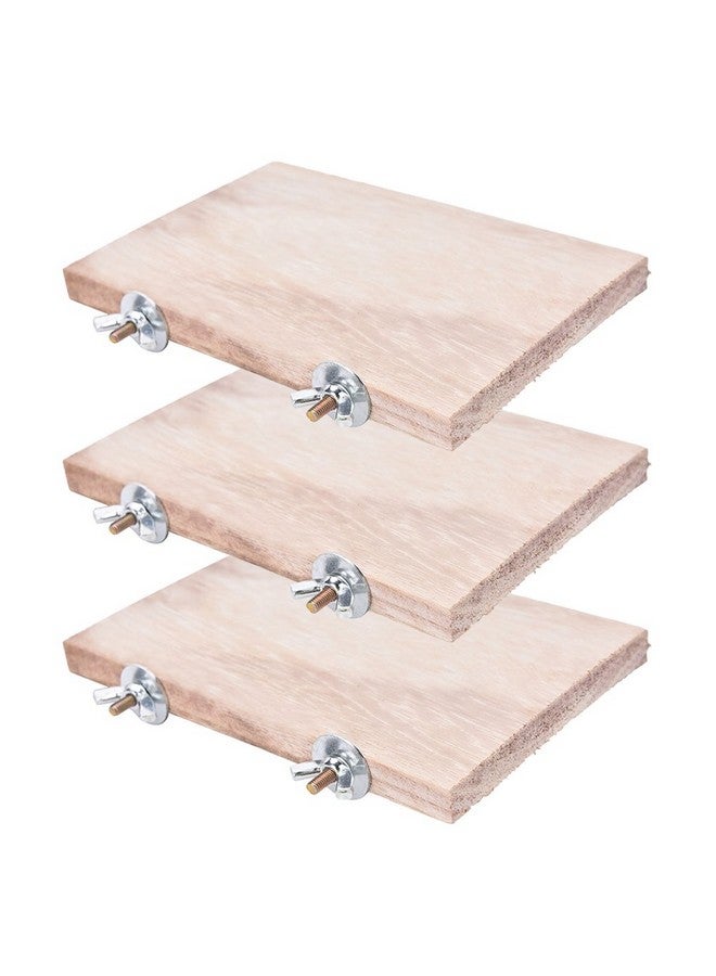 CoscosX 3Pcs Pet Parrot Bird Cage Perches Square Wooden Stand Platform Budgie Toys Bird Tree Perches for Parakeets - Image 1